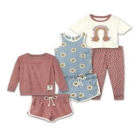 Little Star Organic Toddler Girl Outfit Set, veličina 12m-5T