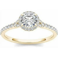 Carat T.W. Dijamantni pojedinačni halo 14KT zaručnički prsten od žutog zlata
