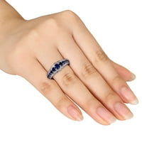 Miabella Women's 1- Carat T.G.W. Stvorio plavi safir sterling srebro diplomirani prsten