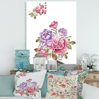 Buket ljubičastih i ružičastih cvjetova I slikaju platno umjetnički tisak
