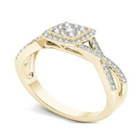 Zaručnički prsten od žutog zlata od 10 karata s dijamantom od 10 karata poprečno s prstenom od 10 karata od žutog