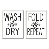 Pranje suho nabiranje ponavljanje fraze za pranje Crno bijelo, 20, dizajn s natpisom i oblogom