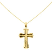 Privjesak od žutog karatnog upletenog križa od netaknutog zlata s lančanim kabelom