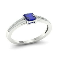 Imperijalni dragulj 10k bijelo zlato smaragd izrezan plavi safir ct tw dijamantski modni prsten