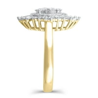 Carat T.W. Sjajne fini nakit Ovalni kompozitni dijamantni zaručnički prsten u 10kt žutom zlatu, veličina 8