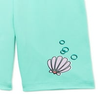 Mala sirena za djevojčice i djevojačke djevojke vrh, suknja, set biciklističkih kratkih hlača, 4-komad, veličine