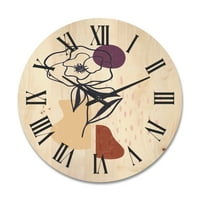 DesignArt 'minimalistički oblici s drevnim cvijetom I' moderni drveni zidni sat