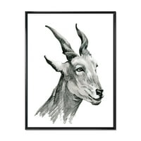 DesignArt 'Crno -bijeli portret koza I' Farmhouse uokviren platno zidno umjetnički tisak