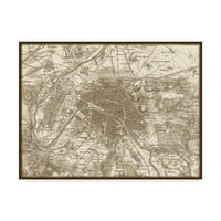 Zaštitni znak likovne umjetnosti 'Prilagođena sepia karta Pariza' platno umjetnost by Vision Studio