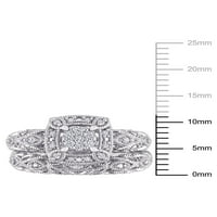 Miabella Women's Ct. Diamond Sterling Silver Cluster Filigree Wedding & Anglevery Ring Set