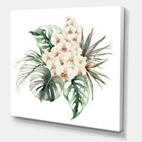 DesignArt 'Buket s orhidejama kokosovim lišćem i Monstera' tradicionalni platno zidne umjetničke tiska