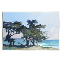 Stupell Obalne pješčane drveće oceanske valove pejzažno slikanje zidna ploča Umjetnička umjetnost Umjetnička umjetnost