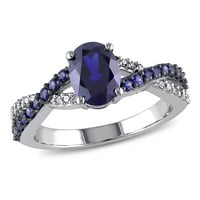 MIABELLA WOMANS 2- CArat T.G.W. Ovalni izrez stvorio je plavi safir i karat T.W. Dijamantni 10KT zaručnički prsten