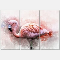 DesignArt 'Sažetak portret Pink Flamingo v' Farmhouse Canvas Wall Art Print