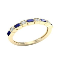 Ženski dijamantni prsten od 10 karatnog žutog zlata i plavog Safira