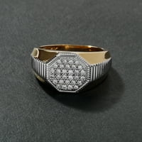 Imperijalno 10k žuto zlato 1 2CT TW Omagonalni oblik Dijamantni rebrasti muški prsten
