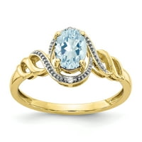 Primalno zlato karat žuto zlato akvamarin i dijamantni prsten