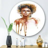 Designart 'Portret afro American Woman XIII' Moderni krug metal zida - disk od 11