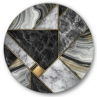 DesignArt 'Dodiri zlata s mramornim granitom agate' Moderni krug metal zidne umjetnosti - disk od 36