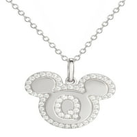 Disney Mickey Mouse Sterling Silver Početna ogrlica za kubičnu privjesku cirkonija, 18