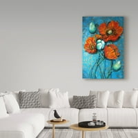 Zaštitni znak likovne umjetnosti 'Orange Poppies on Blue' platno umjetnost Cherie Roe Dirksen