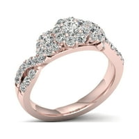 1CT TDW Diamond 10K Rose Gold Cluster Split Shank Anniversary Ring