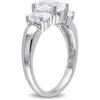 3- Carat T.G.W. Stvoren bijeli safir sterling srebrni zaručnički prsten od 3 kamena