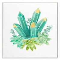Stupell Industries sočni kristalni cvijet zeleno plava akvarelna slika zidna ploča Ziwei li