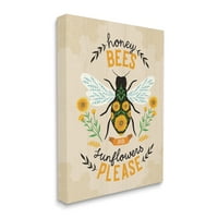Stupell Industries Medene pčele Suncowers molim proljetni vrtni cvjetni fraza, 40, koju je dizajnirala Louise Allen