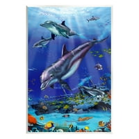 Stupell Industries Aquatic Delphins & Fish Coastal Slika