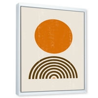 DesignArt 'Sažetak minimalna duga i narančastog sunca I' Moderno uokvirena platna zidna umjetnička print