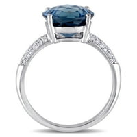 Miabella Ženska 4-karat London Blue Topaz Carat Diamond 14KT bijelo zlato koktel prsten