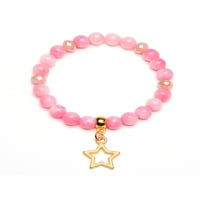 Obalni nakit zvijezda šarm ružičastih meda od kamena s perlama