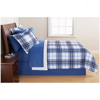 Glavne postave plave karirane krevete u vrećici kompleta s plahtama, puni