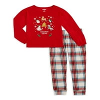 Djevojke božićni i odmor Top dugih rukava i set pidžama jogger, veličine 4- & plus