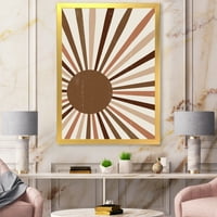 DesignArt 'Svijetle minimalističke sjajne terakote sunčeve zrake' Moderni uokvireni umjetnički tisak