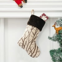 Tamne čokoladne božićne čarape, s vitkim uzorkom grana 19