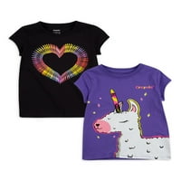 Crayola Toddler i djevojčice grafičke majice, 2-pak, veličine 2T-6x
