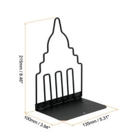 Jedinstvene ponude metalni ukrasni dizajn dvorca Bookend 5.31x3.94x8.46 crno