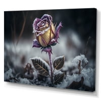 Dizajnirati cvjetajući cvijet ljubičaste ruže u zimi II platno zidna umjetnost