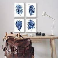 Stupell Industries raznoliki plavi listovi jednostavne oblikovanje botaničkih biljaka grafička umjetnost siva uokvirena