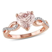 Miabella Women's 1- Carat T.G.W. Srčani izrezan morganit & carat t.w. Dijamantni 10KT ružičasti zlatni prsten