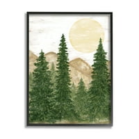 Stupell rustikalna planinska sunčana šuma stabla pejzažno slikanje crno uokvirena umjetnička print zidna umjetnost