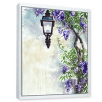 DesignArt 'Lilac Tree Lantern Vintage Impression' Tradicionalno uokvireno platno zidne umjetničke ispis