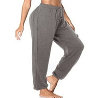 Ženske trenirke s visokim strukom Udobno izvlačenje joga dnevnog boravka hlače labave hlače za vježbanje s džepovima