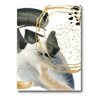 DesignArt 'Pastel Sažetak s crno plavom bež i zlatnim mrljama' Modern Canvas Wall Art Print