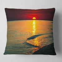 DesignArt zalazak sunca dajući boju vode - moderni jastuk za bacanje plaže - 16x16