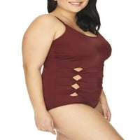 Ženski jednobojni bordo kupaći kostim Plus size