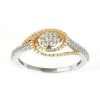 Imperial 10k bijelo zlato ct TW dijamantski klaster zaobilazni zaručnički prsten s podijeljenim rukom sa žutim tonom