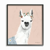 Stupell Industries Alpaca Portret Tropska modna slika životinja uokvirena zidna umjetnost Becky Thorne